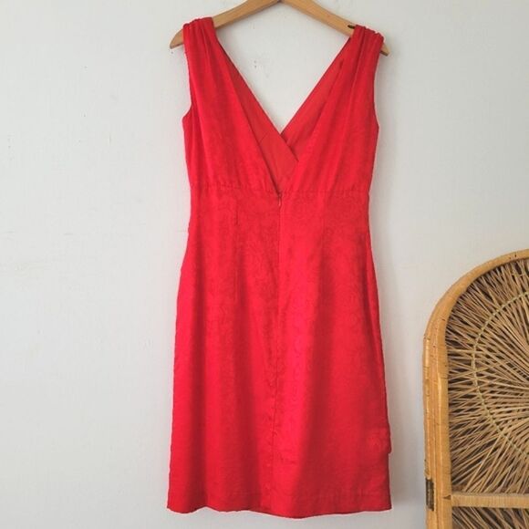 Oleg Cassini 100% Silk Dress Bright Red  Vintage 8 - Picture 4 of 9